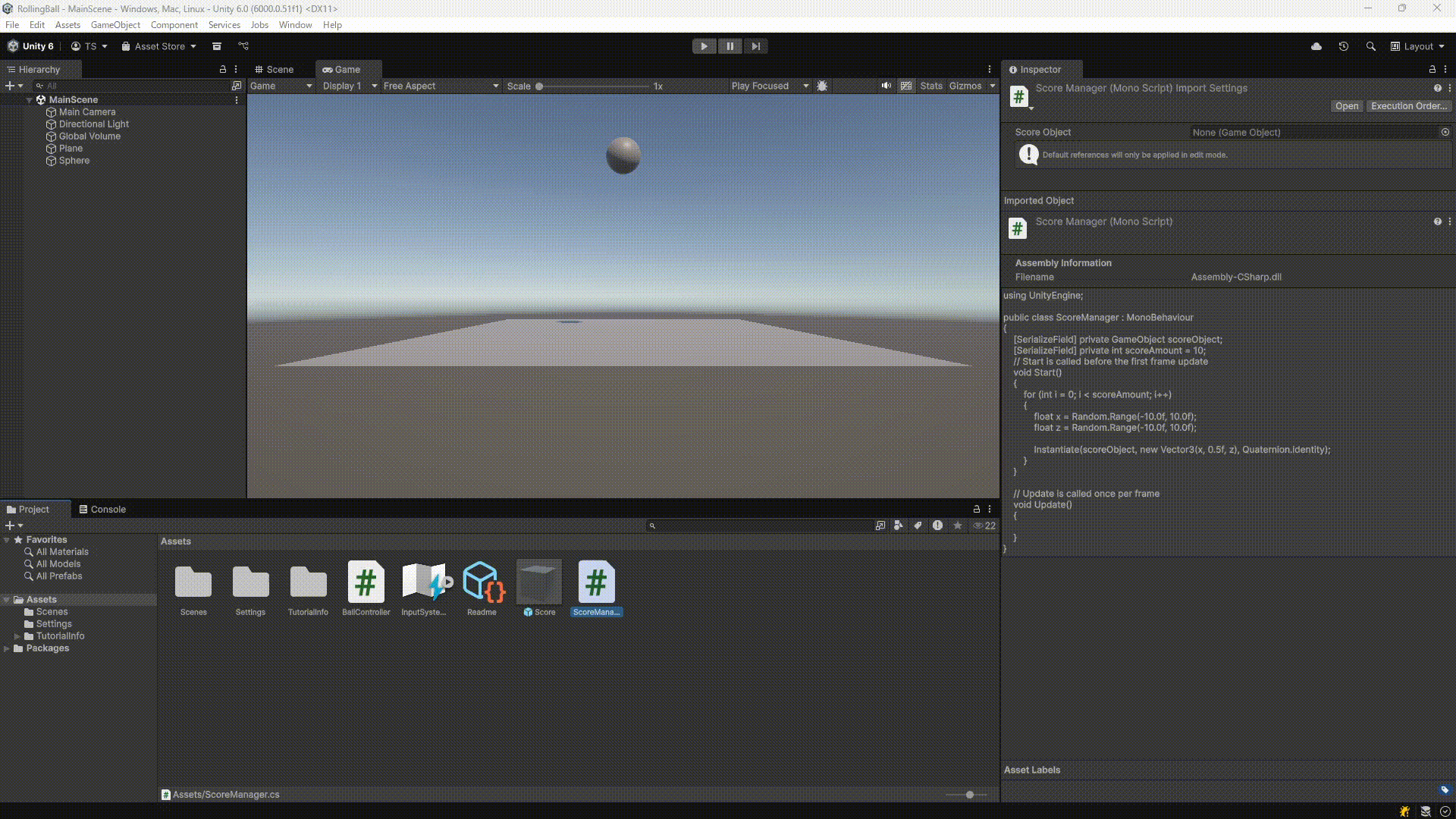 create score manager obj