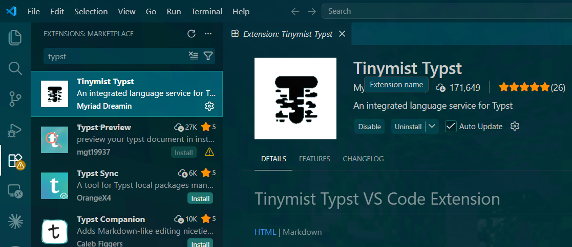 Tinymist Typst Install